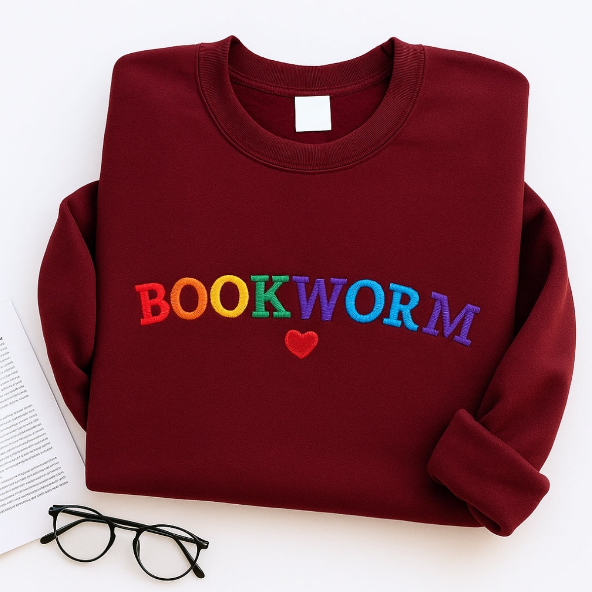 Rainbow Book Lover Custom Embroidered Hoodie - Personalized Reading Gift
