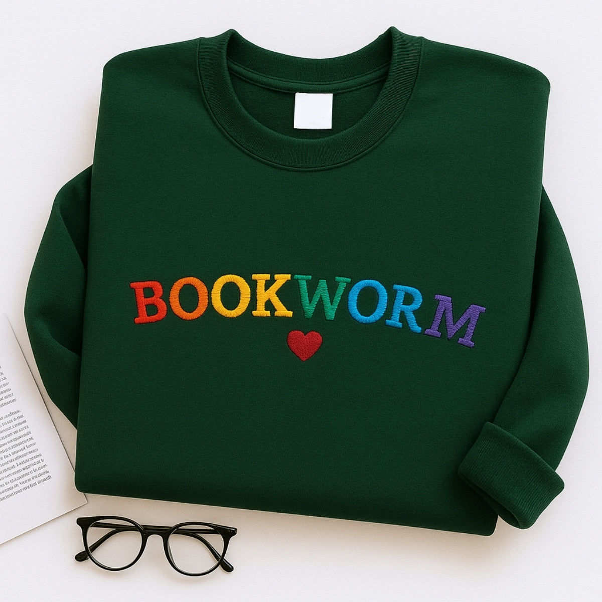 Rainbow Book Lover Custom Embroidered Hoodie - Personalized Reading Gift