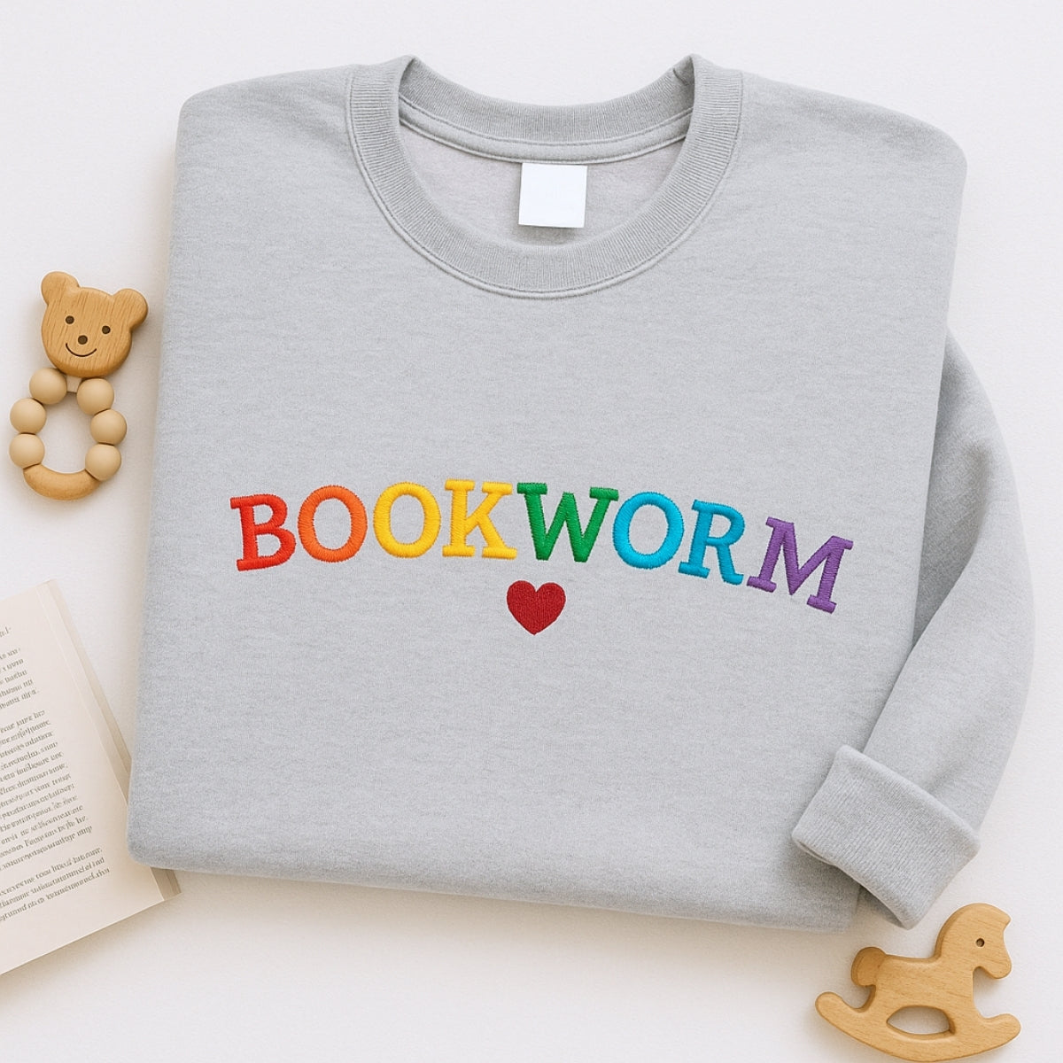 Bookworm Hoodies - Rainbow Book Lover Embroidered Sweaters - Perfect Reading Gift