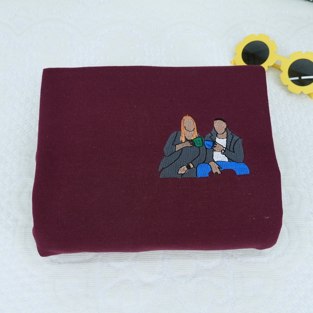 Custom Embroidered Photo Hoodie - Personalized Couple Matching Gift for Dating