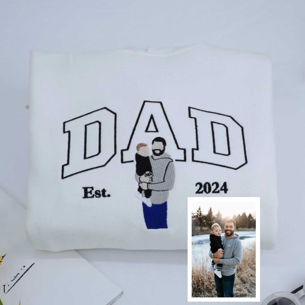 New Dad Custom Embroidered Hoodie - Personalized Baby Name - Father's Day Gift