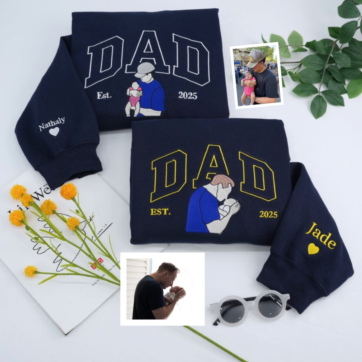 New Dad Custom Embroidered Hoodie - Personalized Baby Name - Father's Day Gift