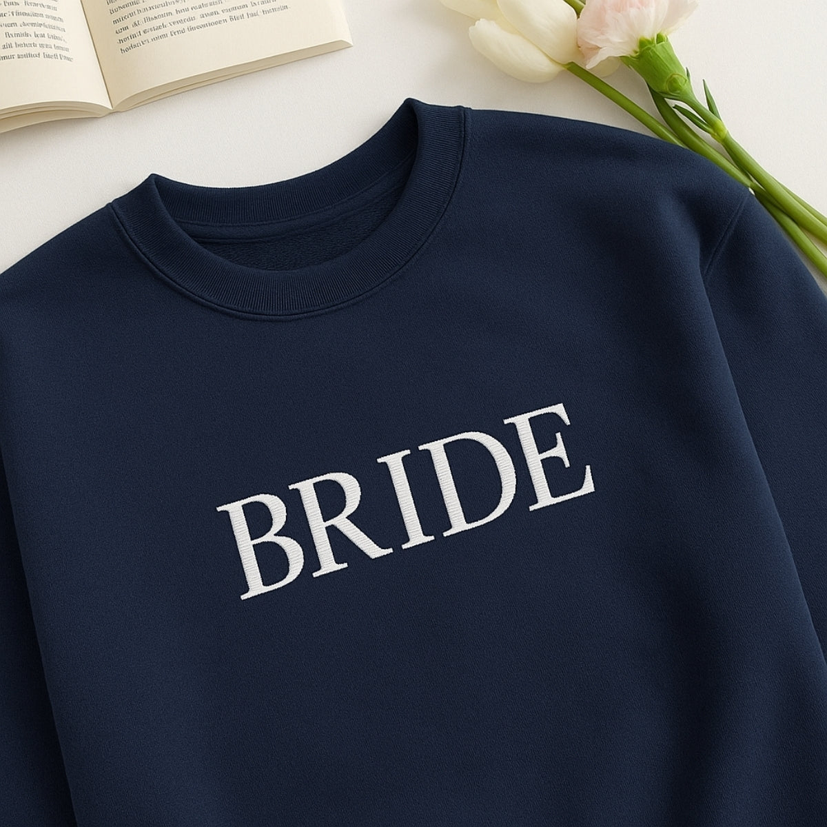 Bride Block Letter Custom Embroidered Sweatshirt - Wedding Bridal Shower Gift