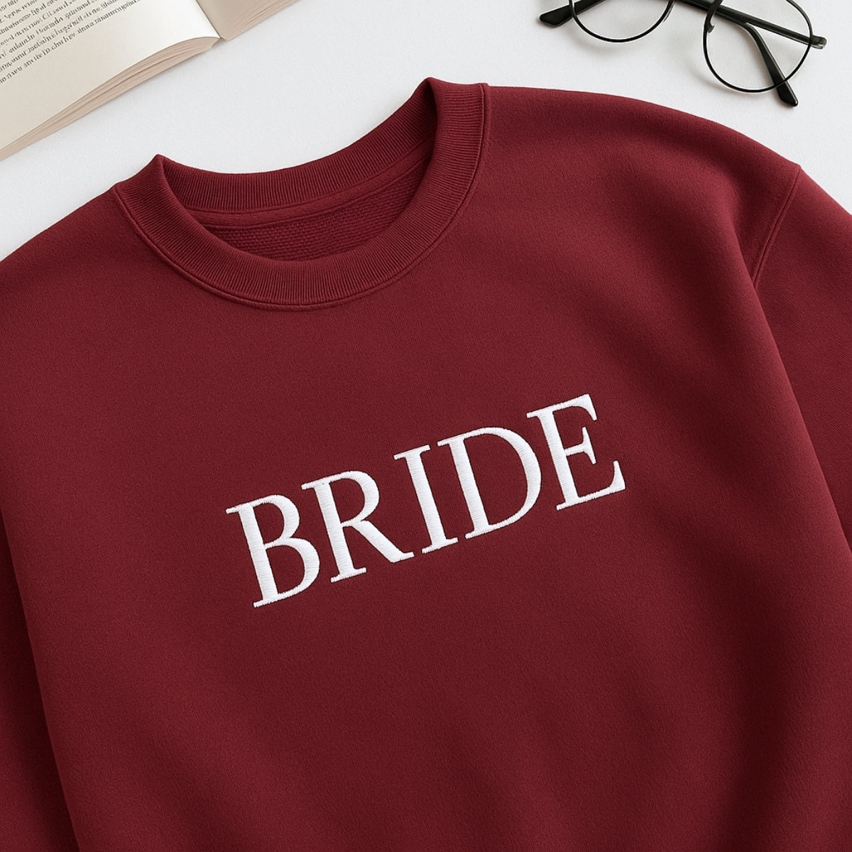 Bride Block Letter Custom Embroidered Sweatshirt - Wedding Bridal Shower Gift