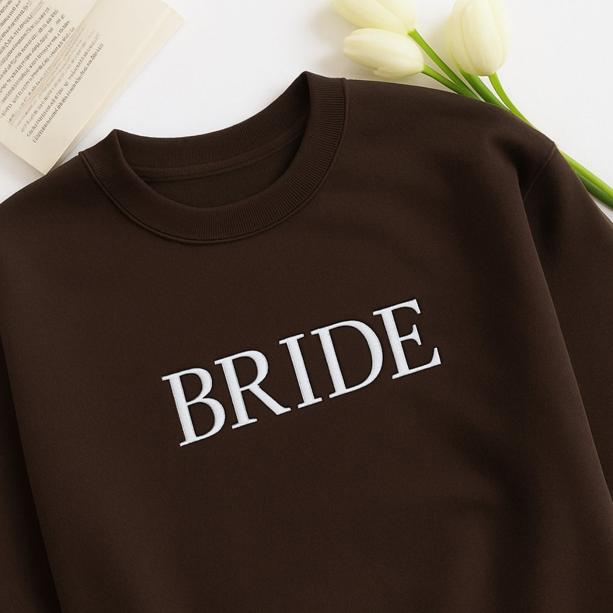 Bride Block Letter Custom Embroidered Sweatshirt - Wedding Bridal Shower Gift