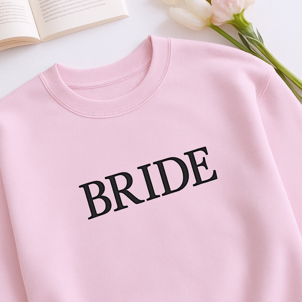 Bride Block Letter Custom Embroidered Sweatshirt - Wedding Bridal Shower Gift