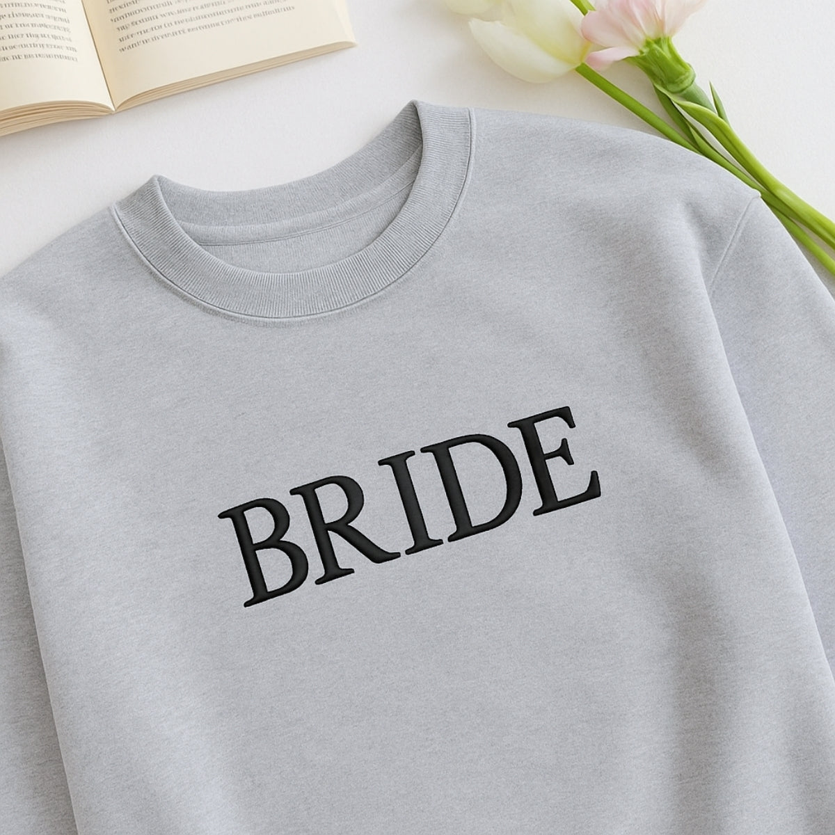 Bride Block Letter Custom Embroidered Sweatshirt - Wedding Bridal Shower Gift