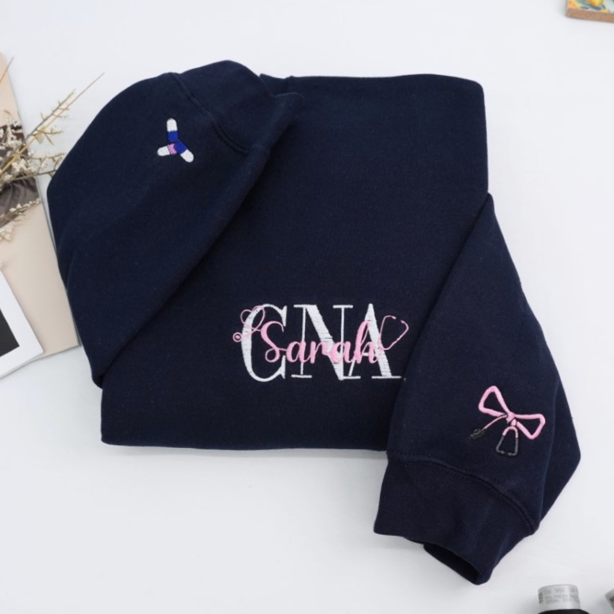 CNA Custom Embroidered Sweatshirt - Personalized Certified Nursing Assistant Gift