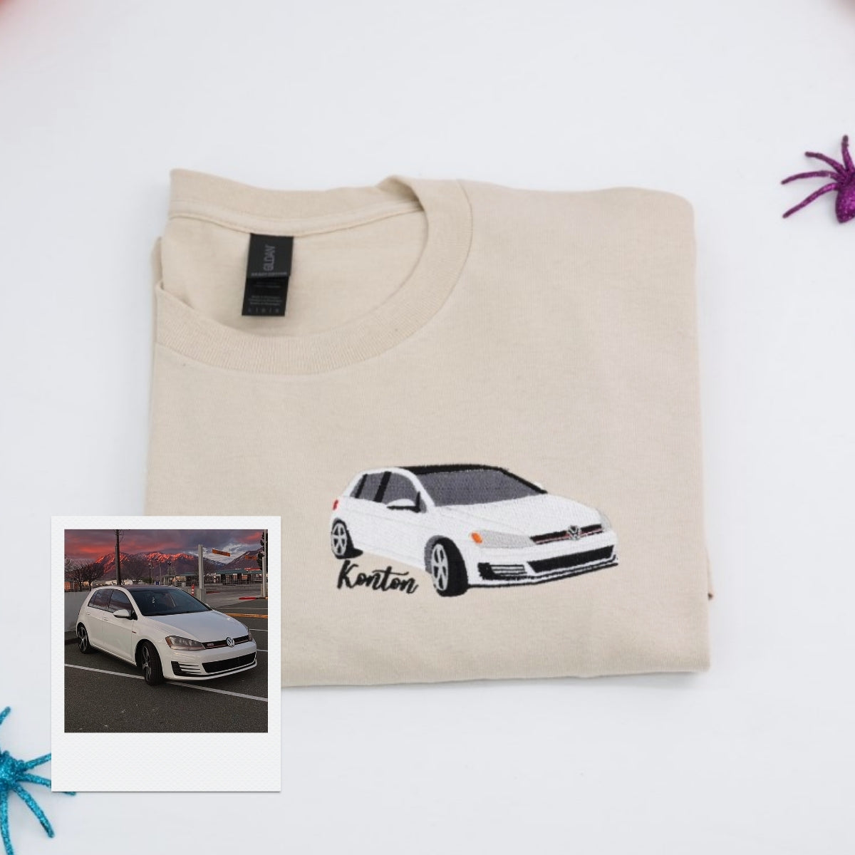 Sports Car Custom Embroidered T-Shirt - Personalized Apparel for Car Lover