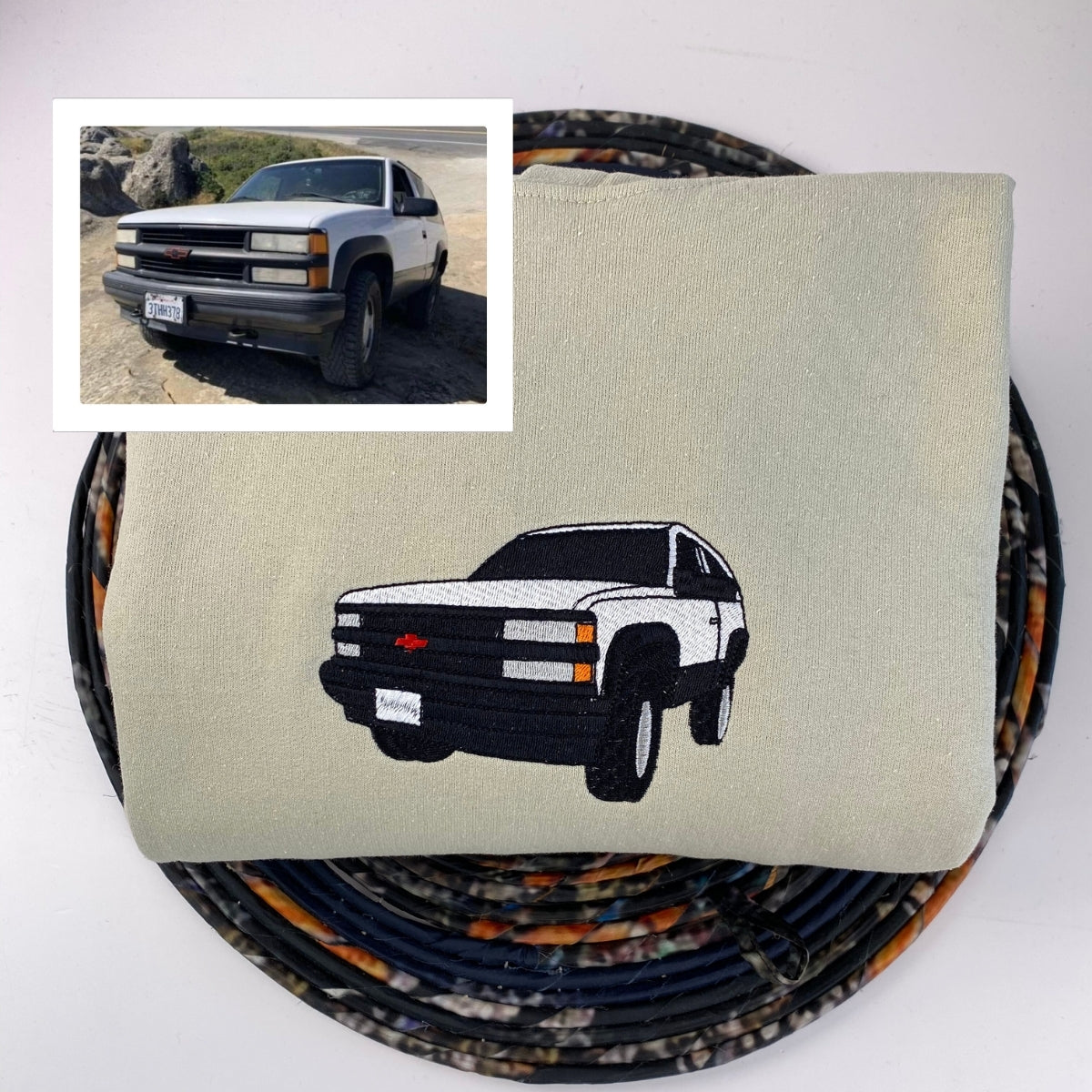 Vehicle Portrait Custom Embroidered Hoodie - Personalized Automotive Gift for Car Lover