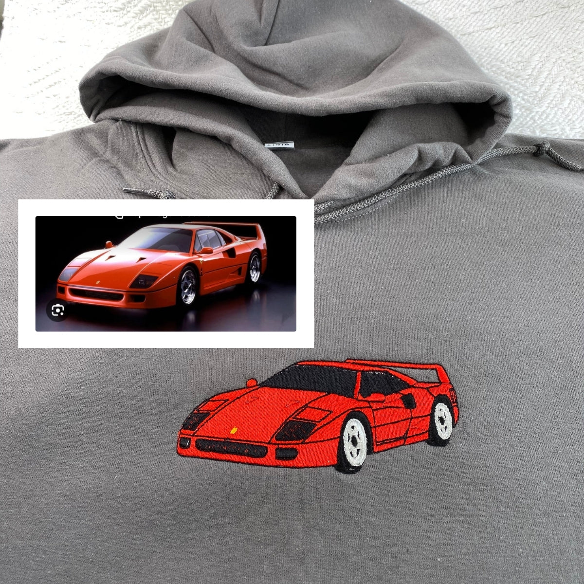 Vehicle Portrait Custom Embroidered Hoodie - Personalized Automotive Gift for Car Lover