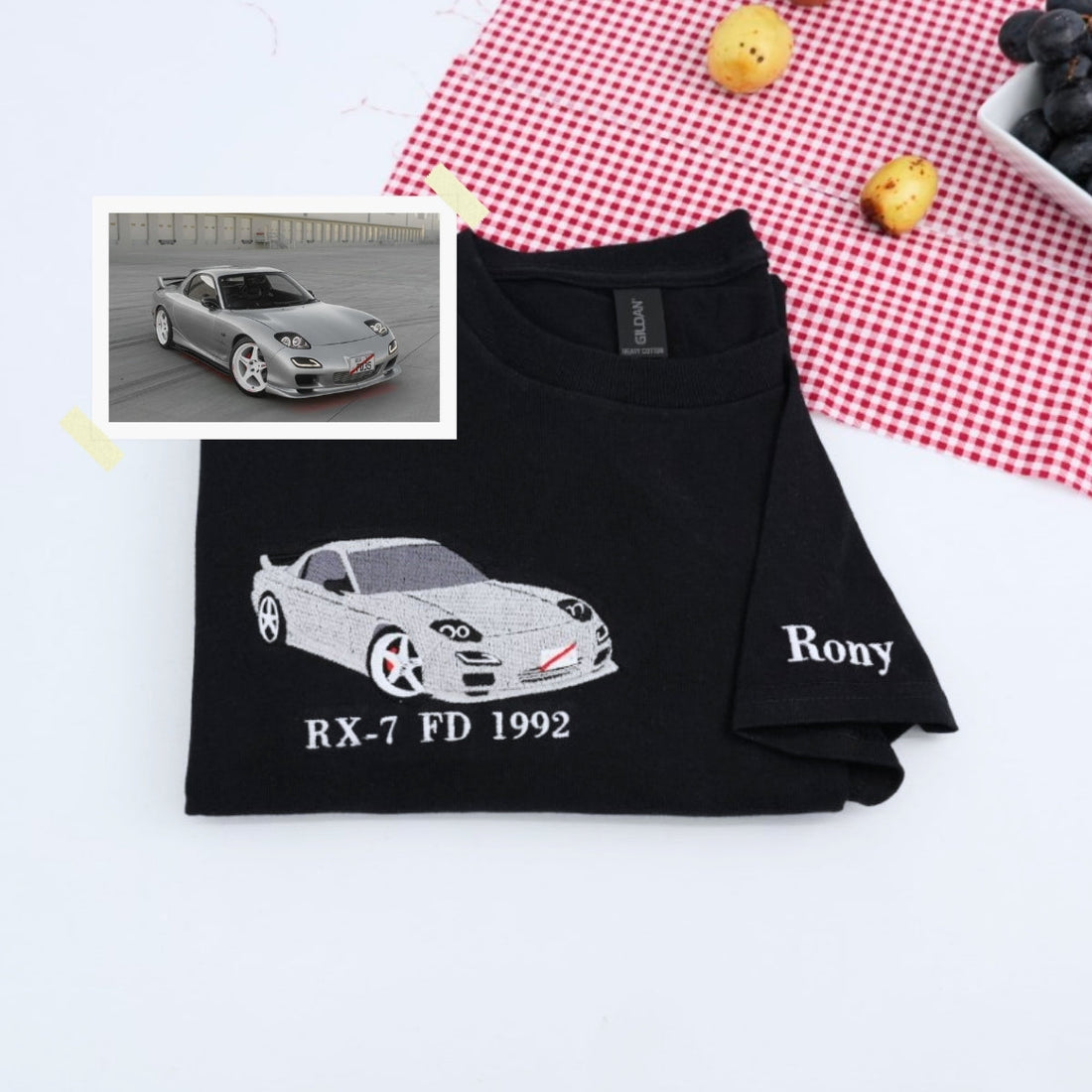 Sports Car Custom Embroidered T-Shirt - Personalized Auto Enthusiast Gift