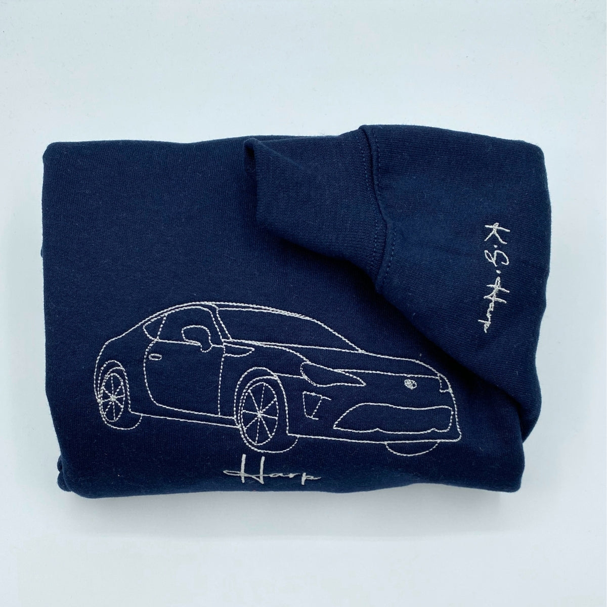 Custom Embroidered Car Silhouette Hoodie - Personalized Auto Art Gift