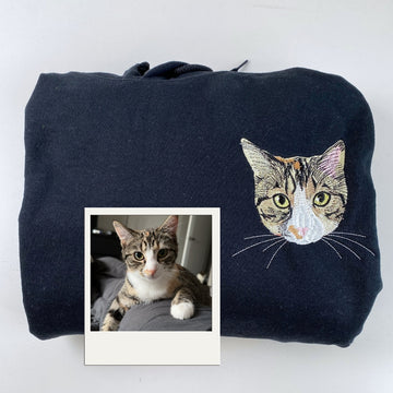 Photo Custom Embroidered Hoodie - Personalized Cat Parent Gift
