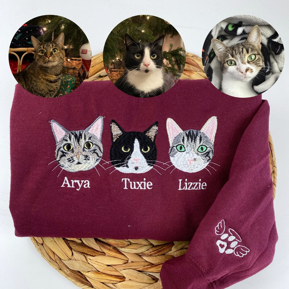 Photo Custom Embroidered Hoodie - Personalized Cat Parent Gift