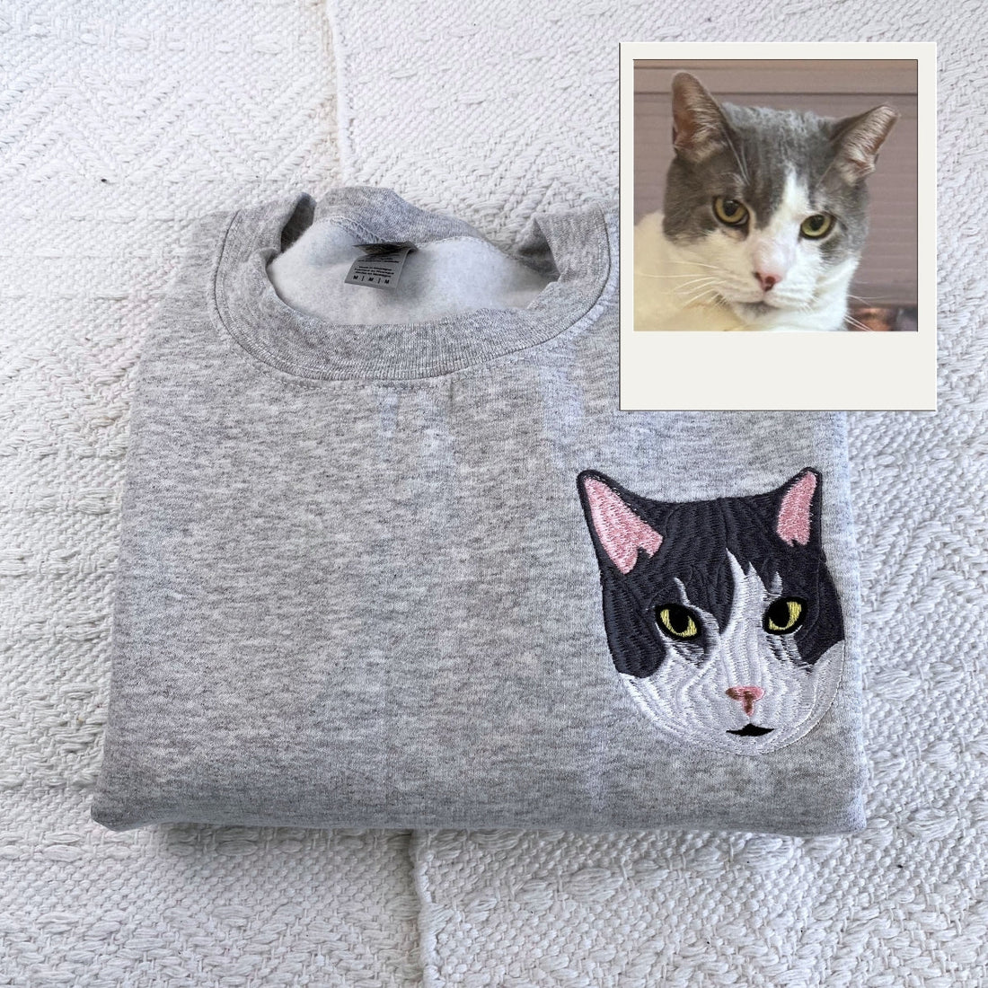 Pet Portrait Custom Embroidered Hoodie - Personalized Cat MomDad Gift