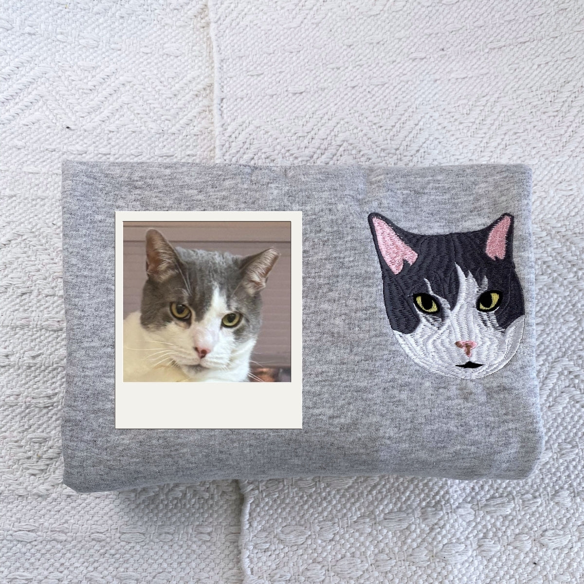 Pet Portrait Custom Embroidered Hoodie - Personalized Cat MomDad Gift