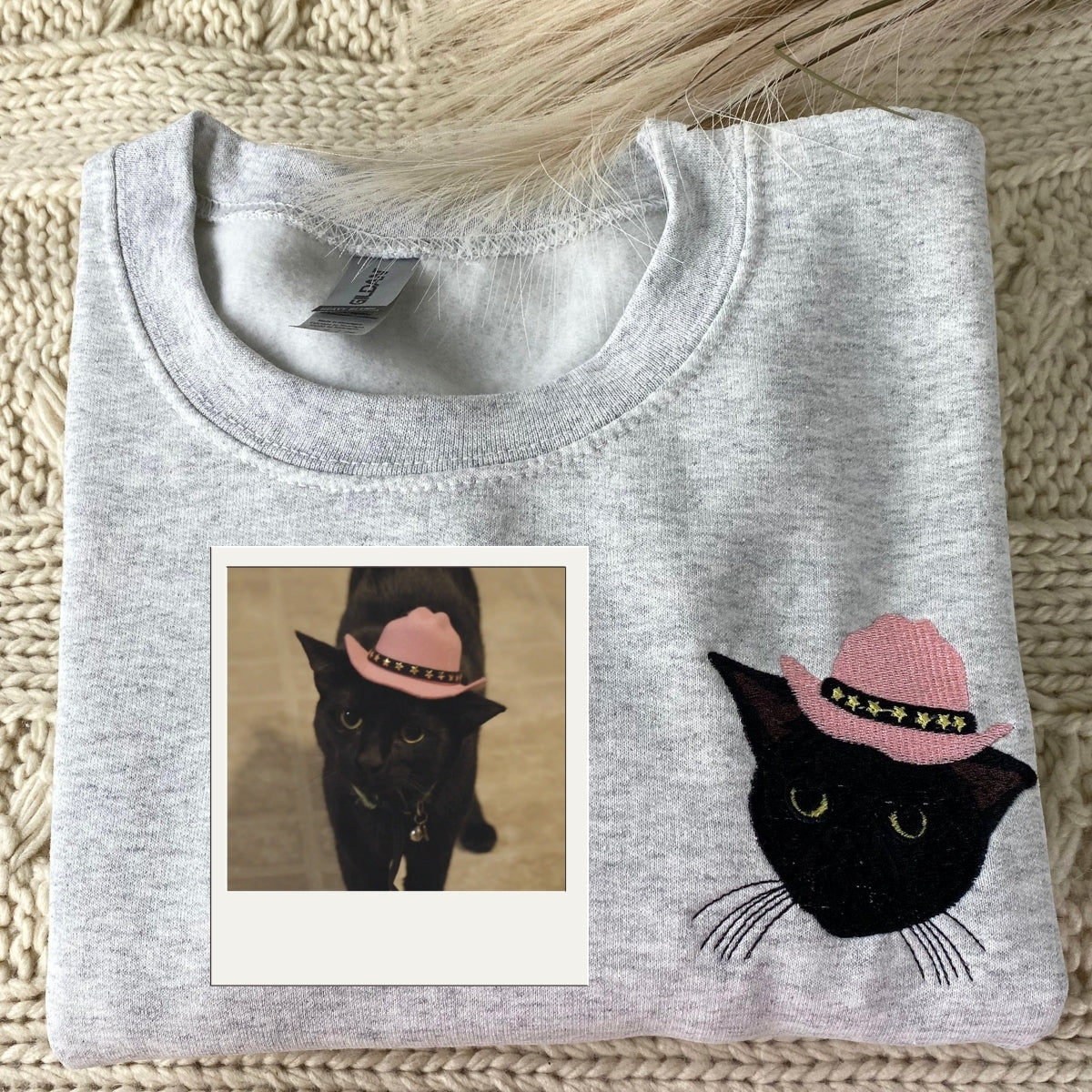 Pet Portrait Custom Embroidered Hoodie - Personalized Cat MomDad Gift