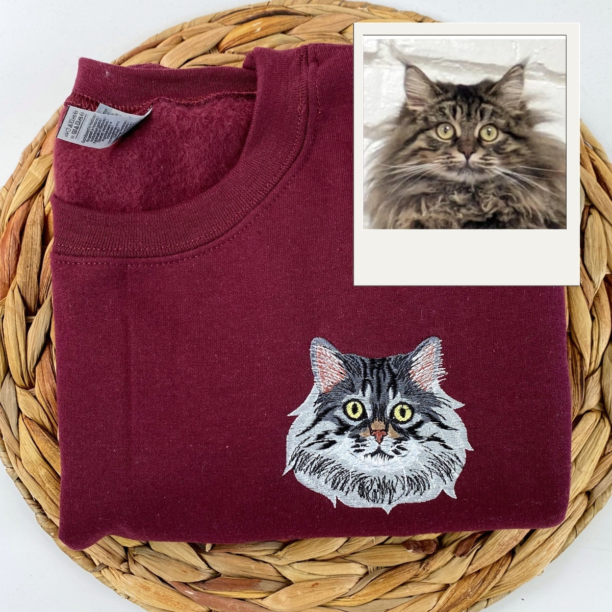 Cat Portrait Custom Embroidered Hoodie - Personalized Proud Cat Mama Gift