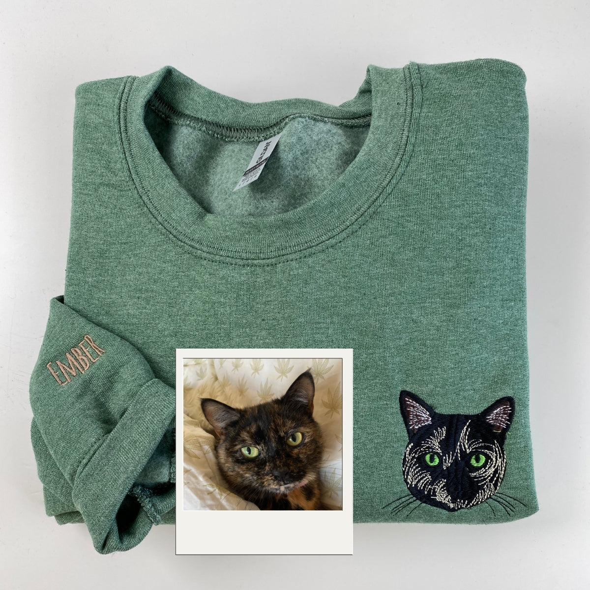 Cat Portrait Custom Embroidered Hoodie - Personalized Proud Cat Mama Gift