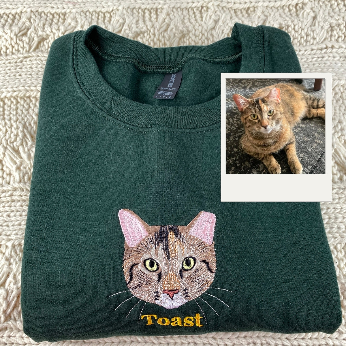 Cat Portrait Custom Embroidered Hoodie - Personalized Proud Cat Mama Gift
