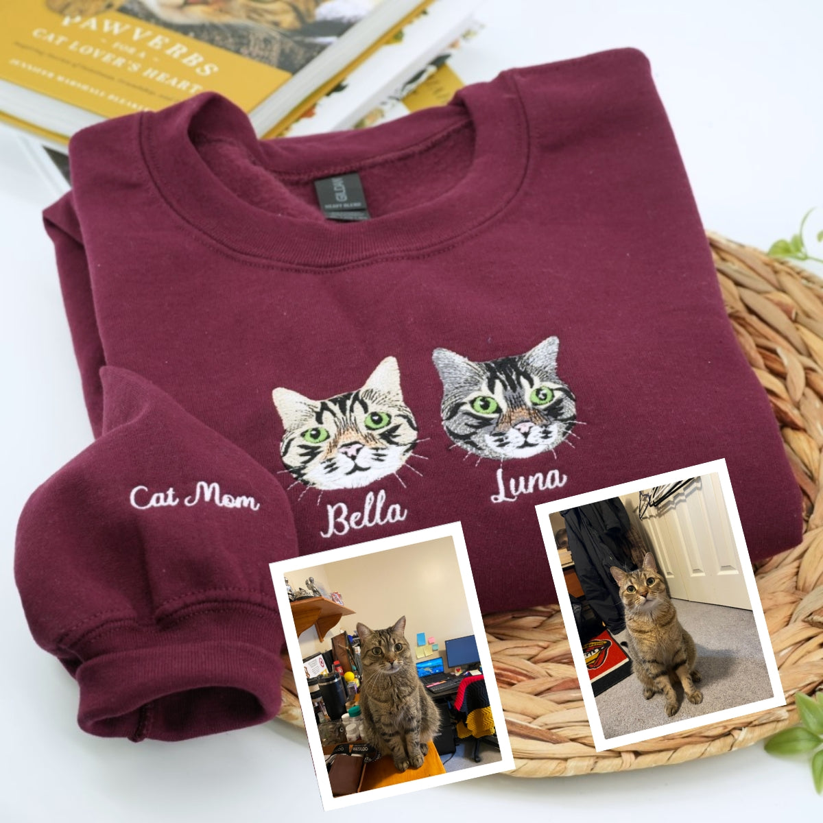 Cat Names Custom Embroidered Sweatshirt - Personalized Cat Mom Crewneck