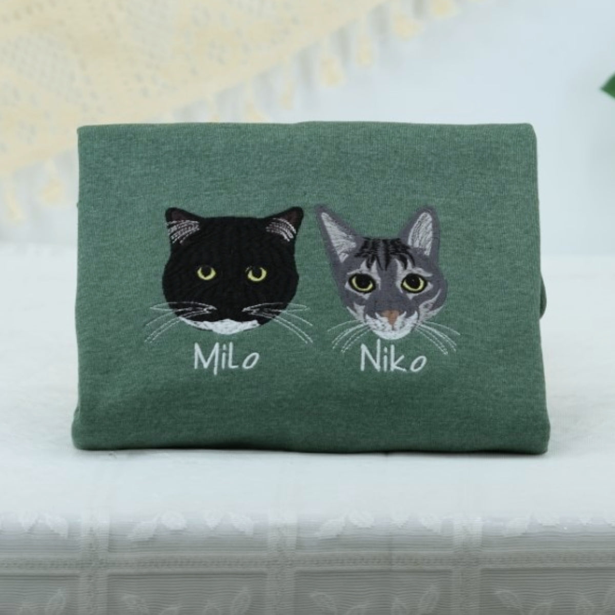 Cat Names Custom Embroidered Sweatshirt - Personalized Cat Mom Crewneck