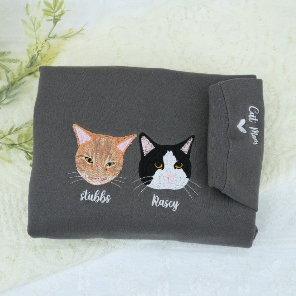 Cat Names Custom Embroidered Sweatshirt - Personalized Cat Mom Crewneck