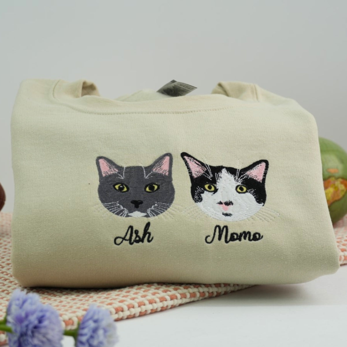 Cat Names Custom Embroidered Sweatshirt - Personalized Cat Mom Crewneck