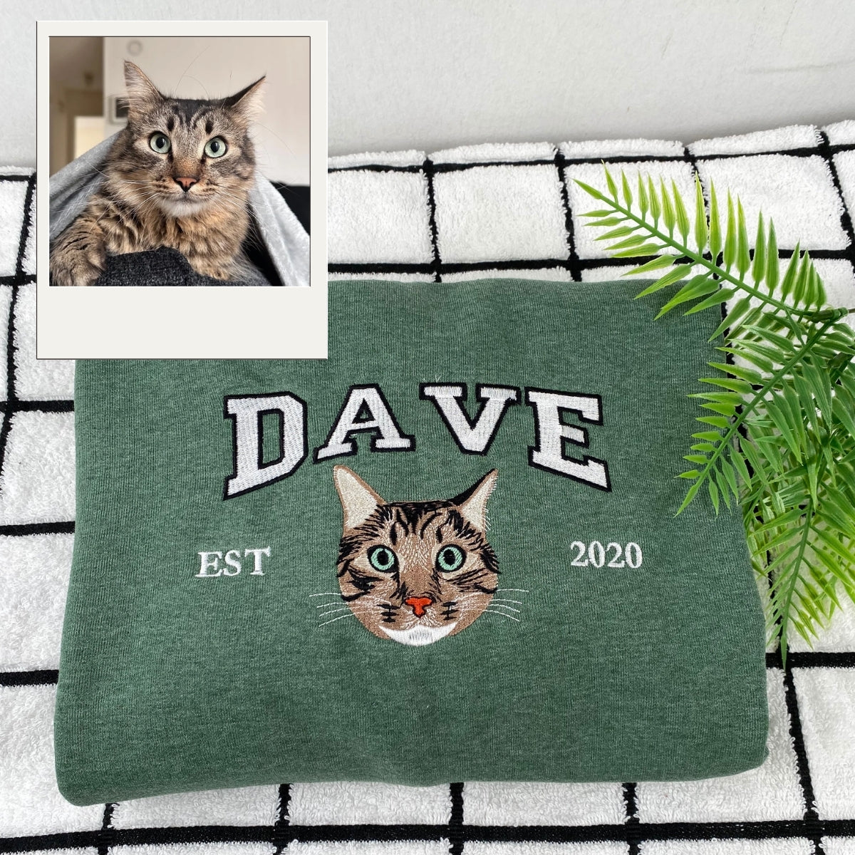 Cat Name Custom Embroidered Hoodie - Personalized Varsity Style Pet Sweatshirt