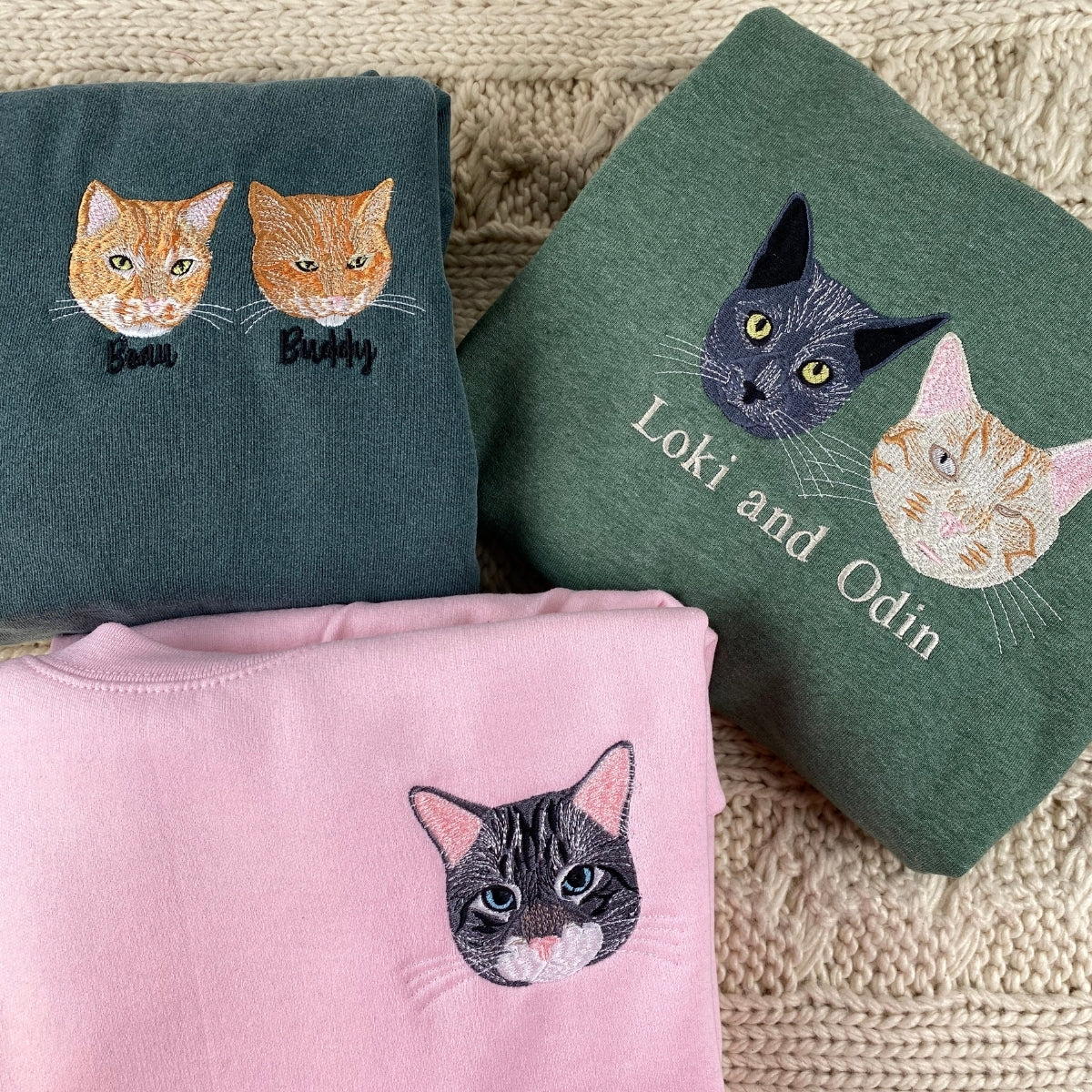 Pet Face Custom Embroidered Hoodie - Personalized Proud Cat MomDad Gift