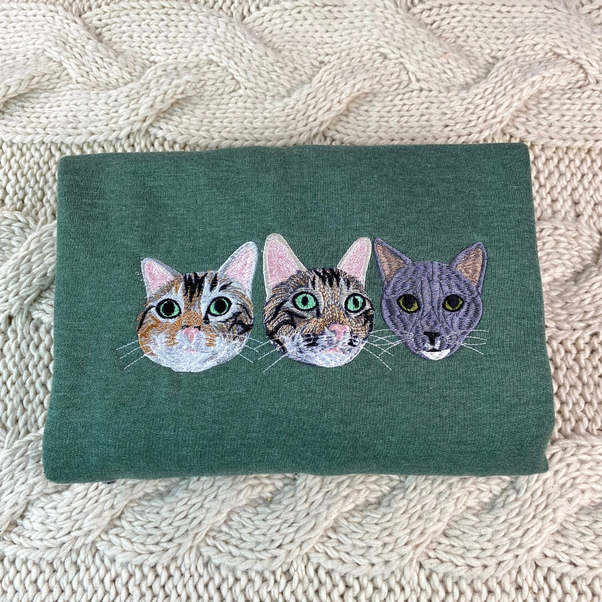 Pet Face Custom Embroidered Hoodie - Personalized Proud Cat MomDad Gift