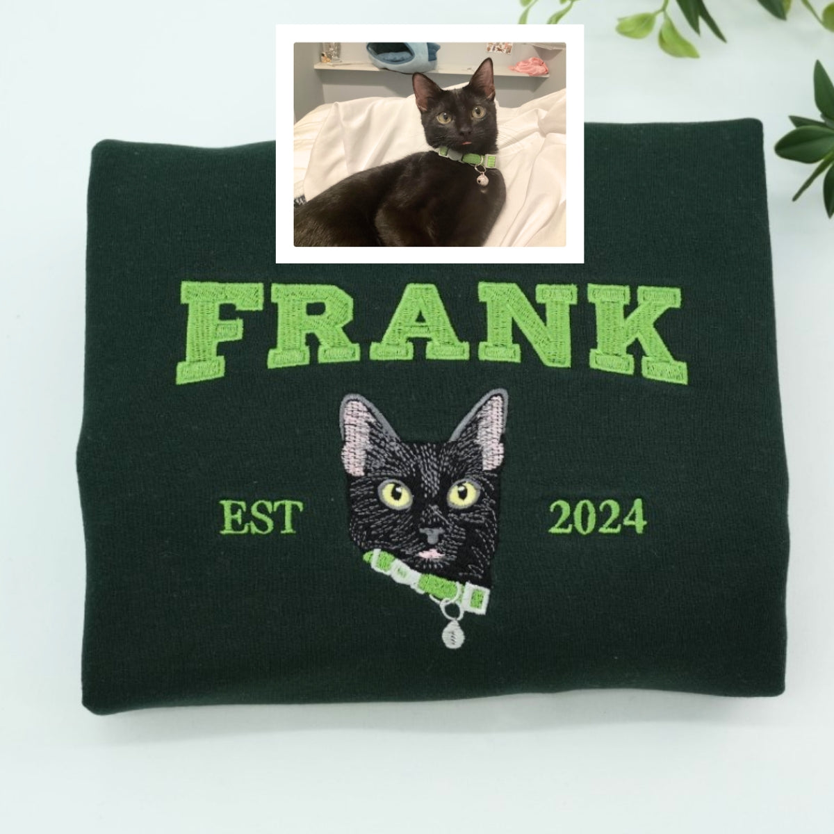 Pet Face Custom Embroidered Hoodie - Personalized Varsity Cat Parent Gift