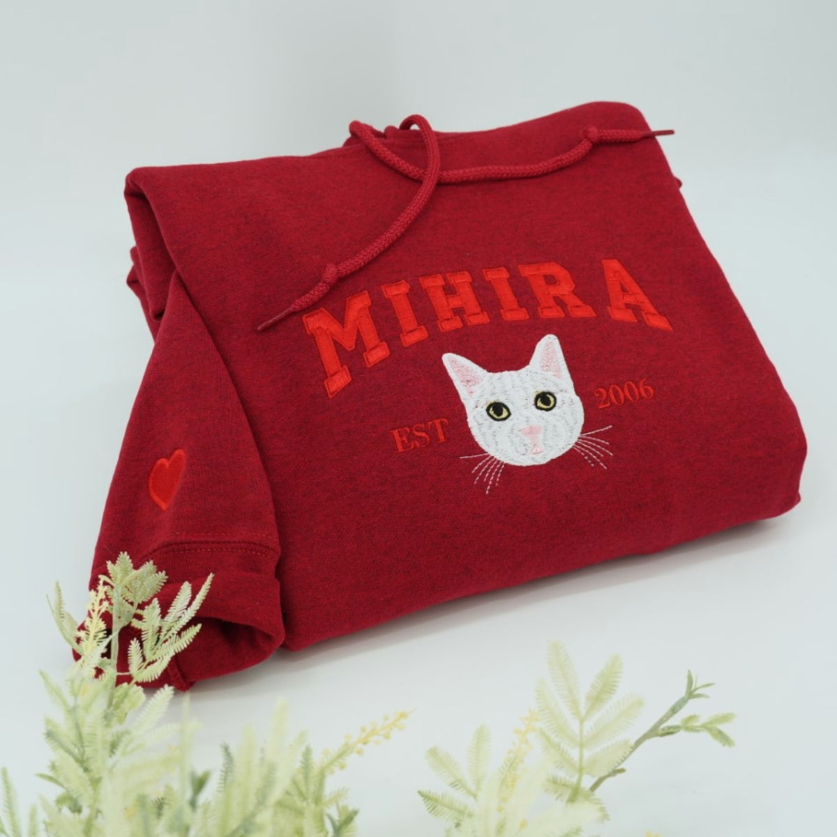 Pet Face Custom Embroidered Hoodie - Personalized Varsity Cat Parent Gift