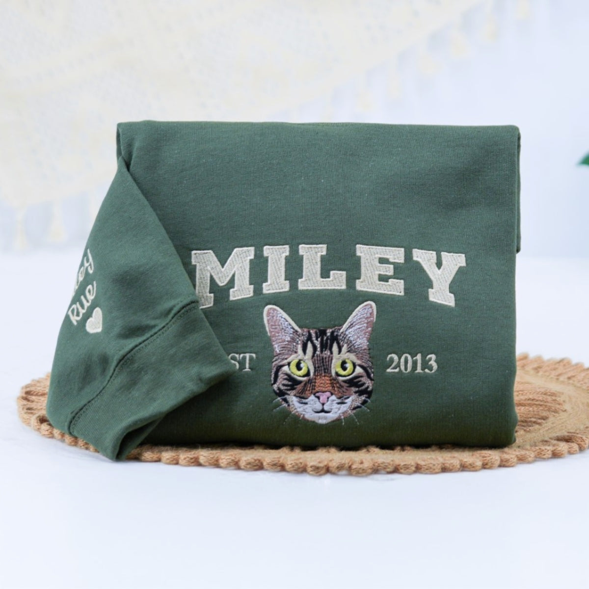 Pet Face Custom Embroidered Hoodie - Personalized Varsity Cat Parent Gift