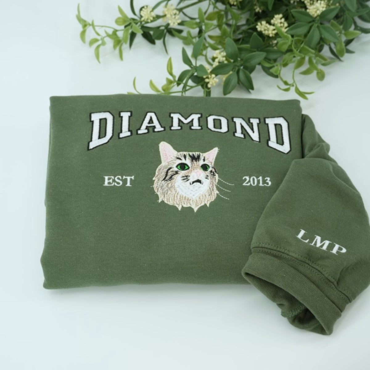 Pet Face Custom Embroidered Hoodie - Personalized Varsity Cat Parent Gift