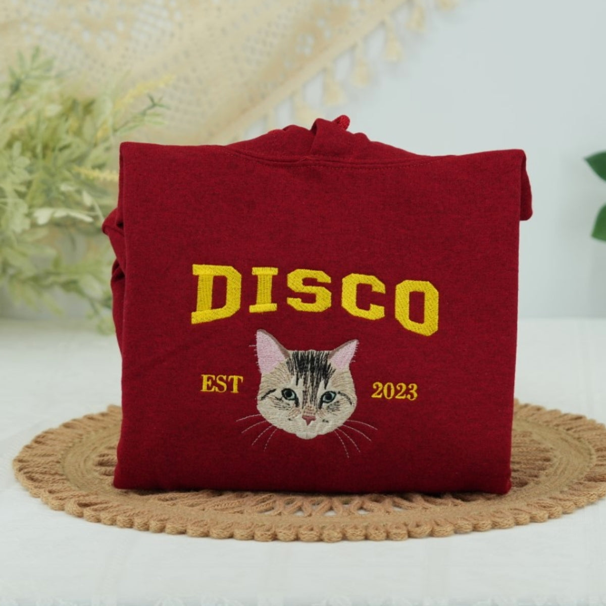 Pet Face Custom Embroidered Hoodie - Personalized Varsity Cat Parent Gift