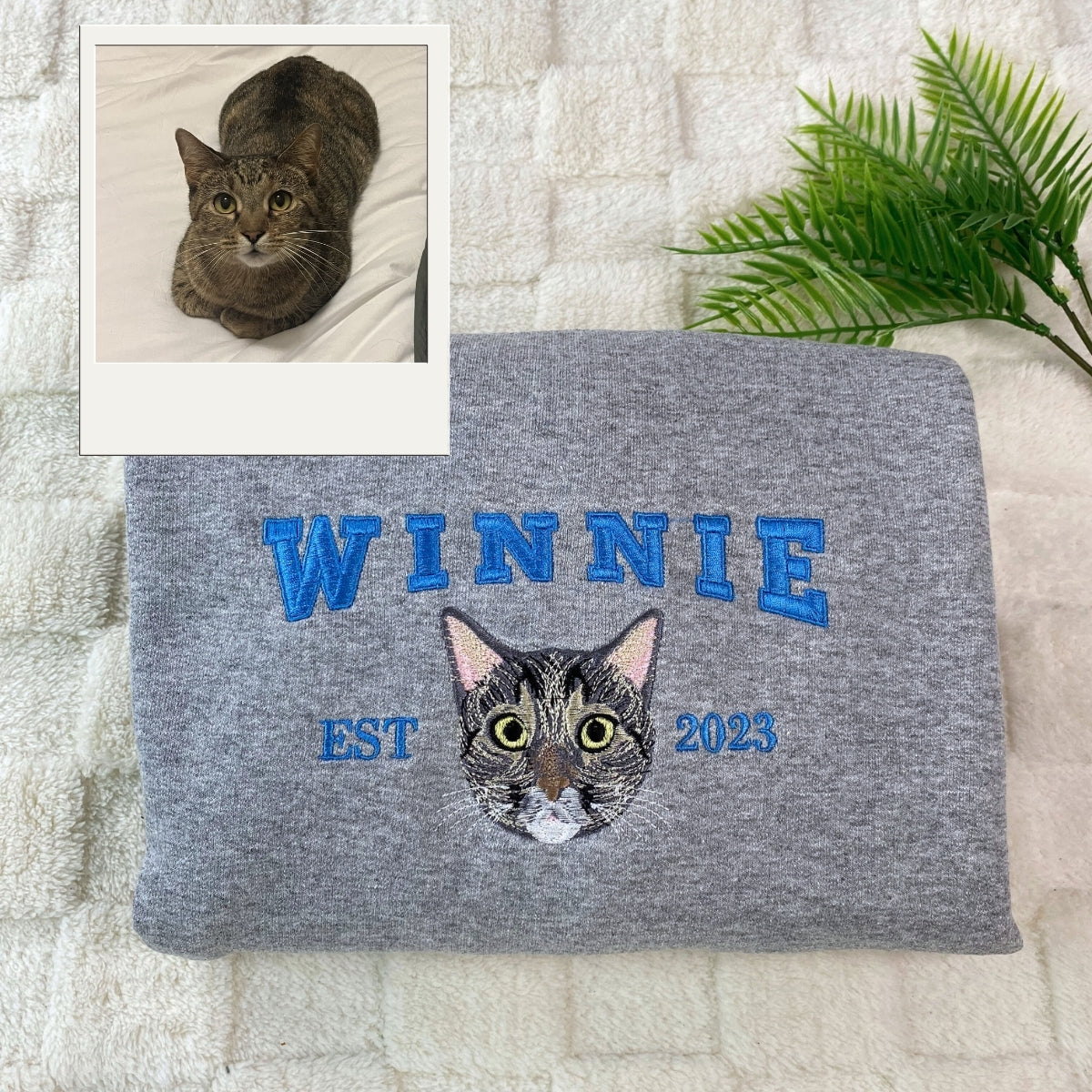 Pet Portrait Custom Embroidered Hoodie - Personalized Varsity Cat Team Apparel