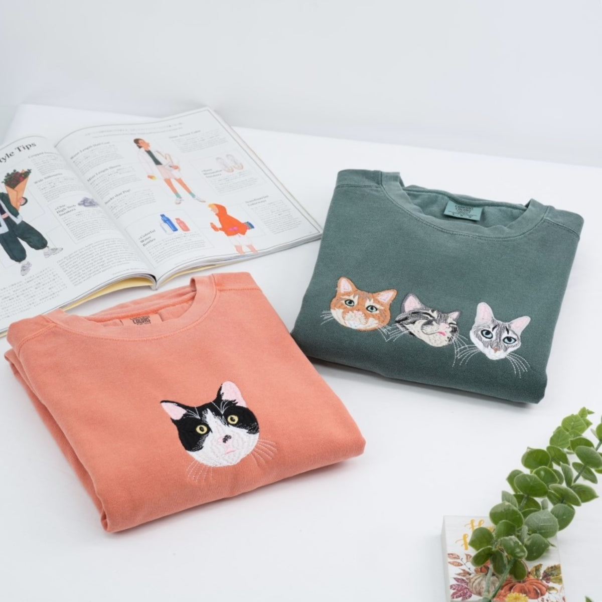 Cat Face Embroidered Sweatshirts - Multiple Cat Design Collection - Custom Cat Lover Hoodies - Perfect Cat Mom Dad Gift Collection