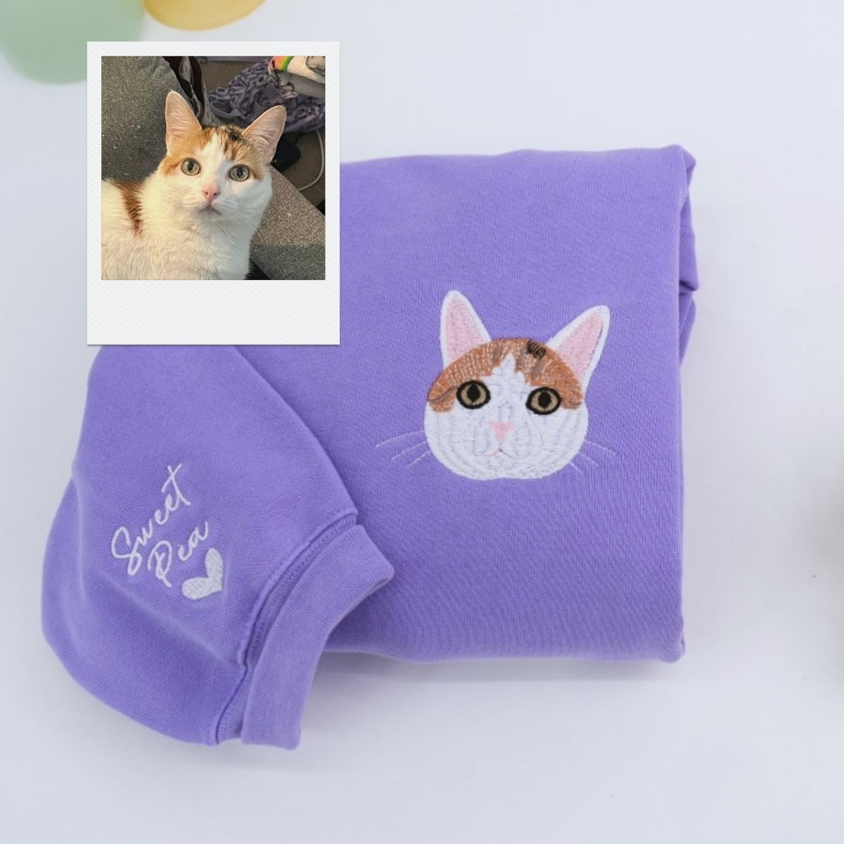 Cat Lover Custom Hoodies - Personalized Cat Face Embroidered Sweatshirts - Custom Pet Name Gift for Cat Mom Dad