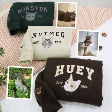 Cat Mom Custom Hoodies - Multi Pet Cat Face Embroidered Sweatshirts - Perfect Cat Lover Gift Ideas