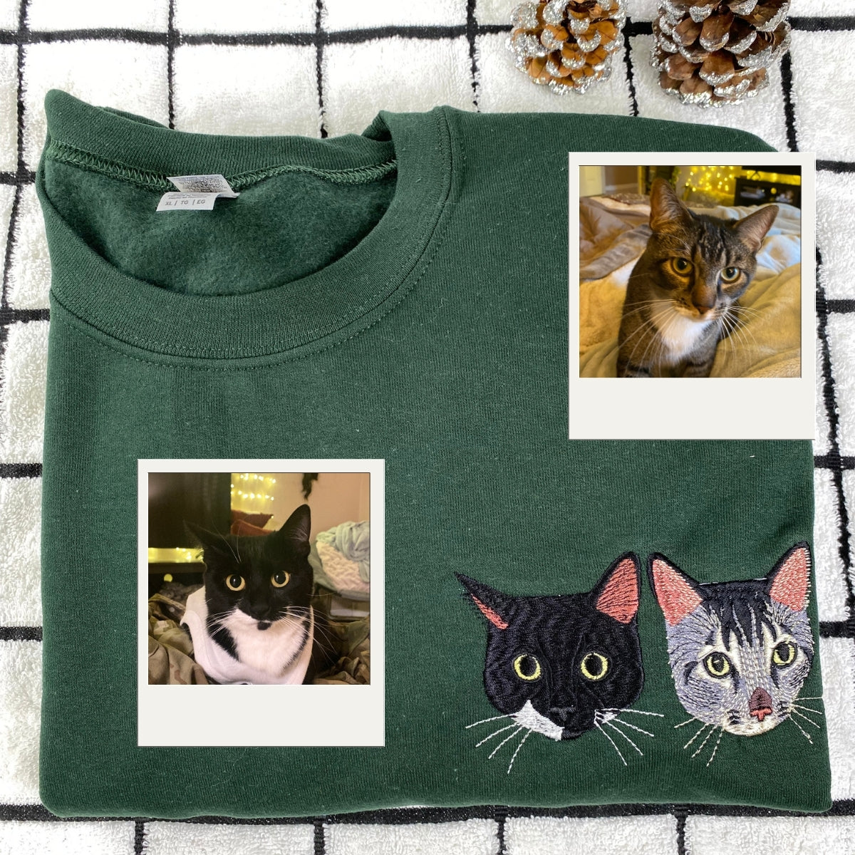 Cat Mom Hoodies - Custom Pet Portrait Embroidered Sweatshirts - Cat Dad Gift