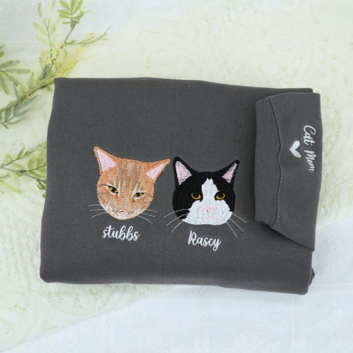 Multi Cat Face Custom Embroidered Hoodie - Personalized Cat Family Gift