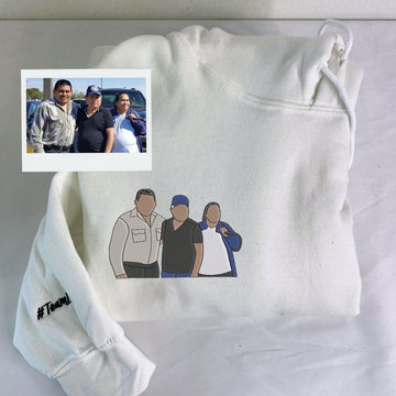 Christmas Family Photo Custom Embroidered Hoodie - Personalized Grandpa Gift