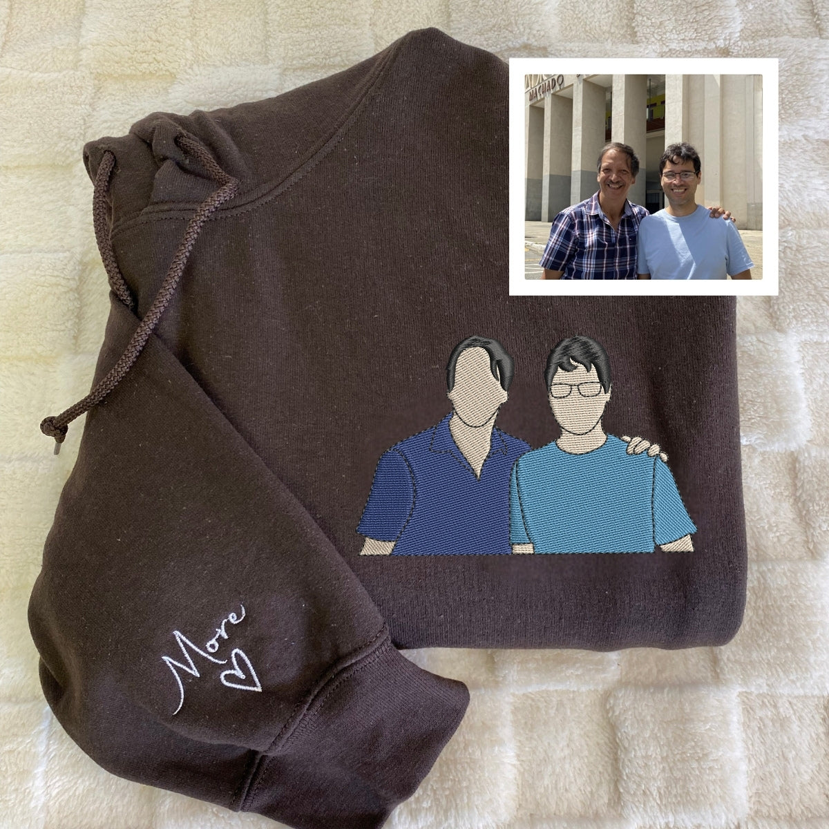 Christmas Family Photo Custom Embroidered Hoodie - Personalized Grandpa Gift