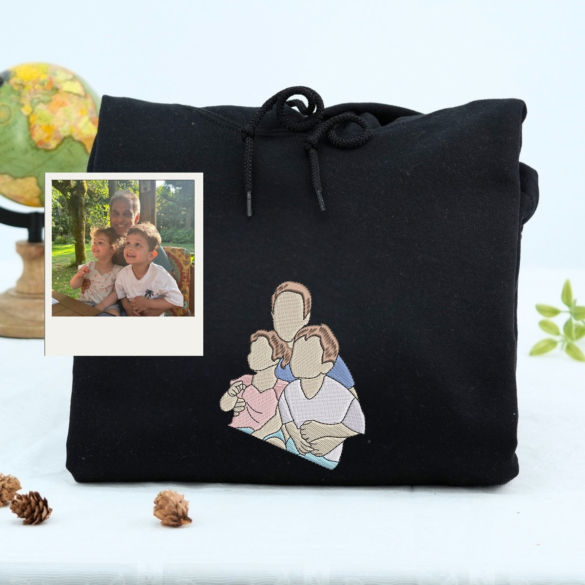 Christmas Family Photo Custom Embroidered Hoodie - Personalized Grandpa Gift