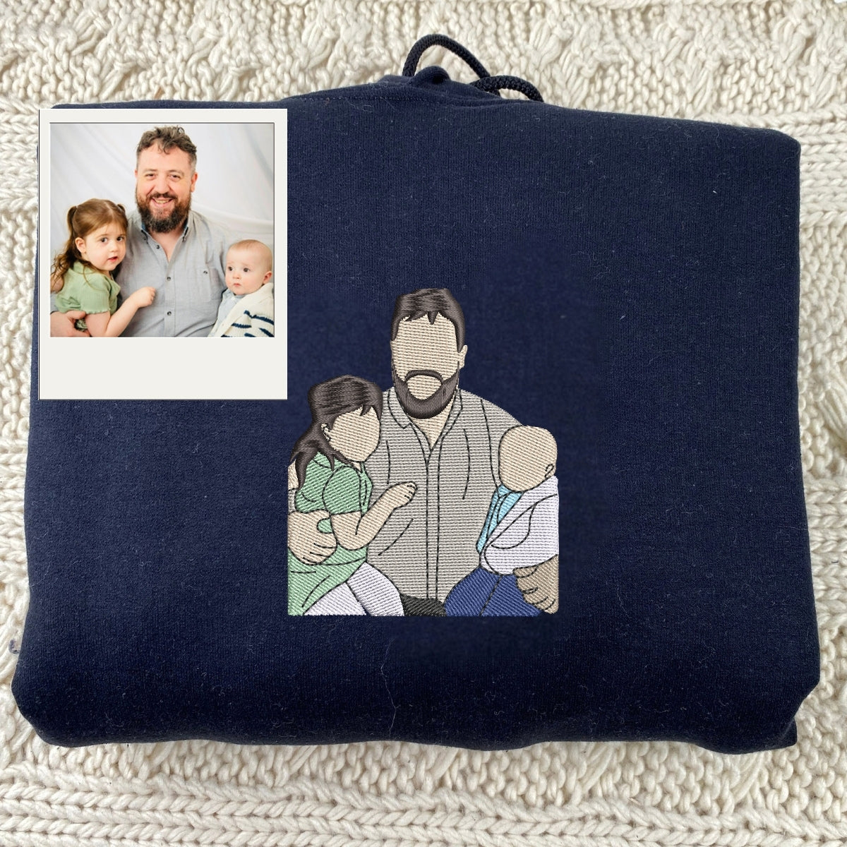Christmas Family Photo Custom Embroidered Hoodie - Personalized Grandpa Gift