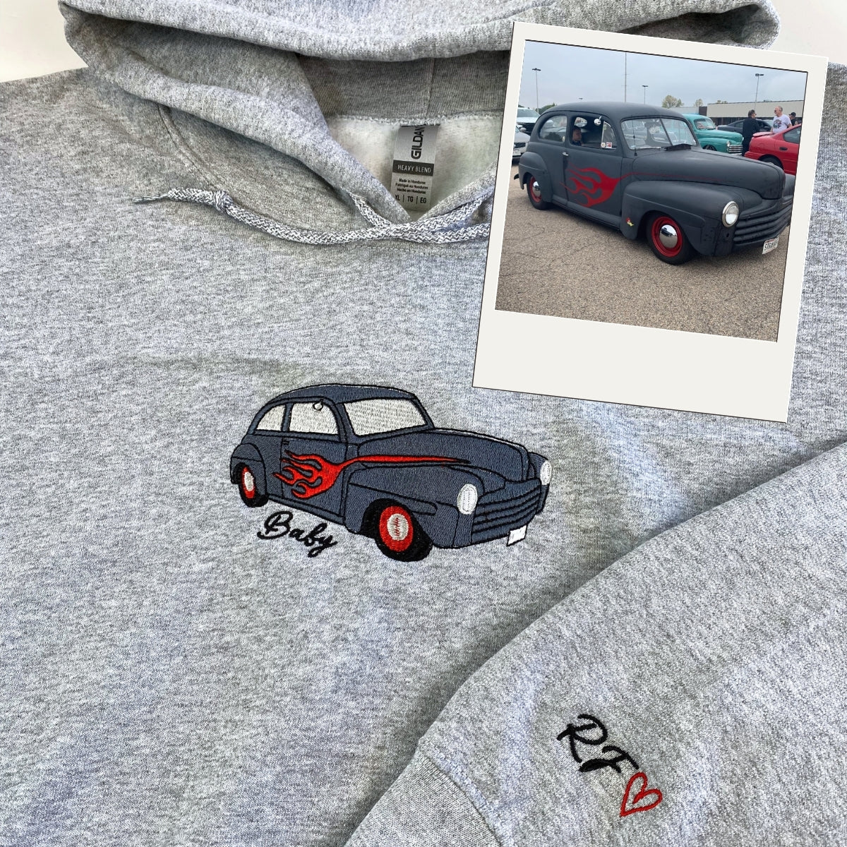Classic Car Enthusiast Custom Embroidered Hoodie - Personalized Vintage Auto Gift
