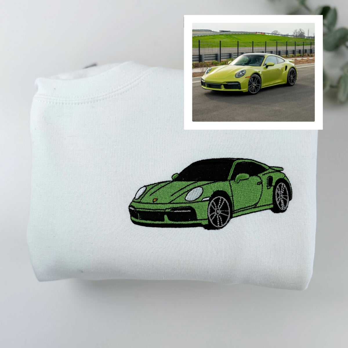 Classic Car Portrait Custom Embroidered Hoodie - Personalized Automotive Gift