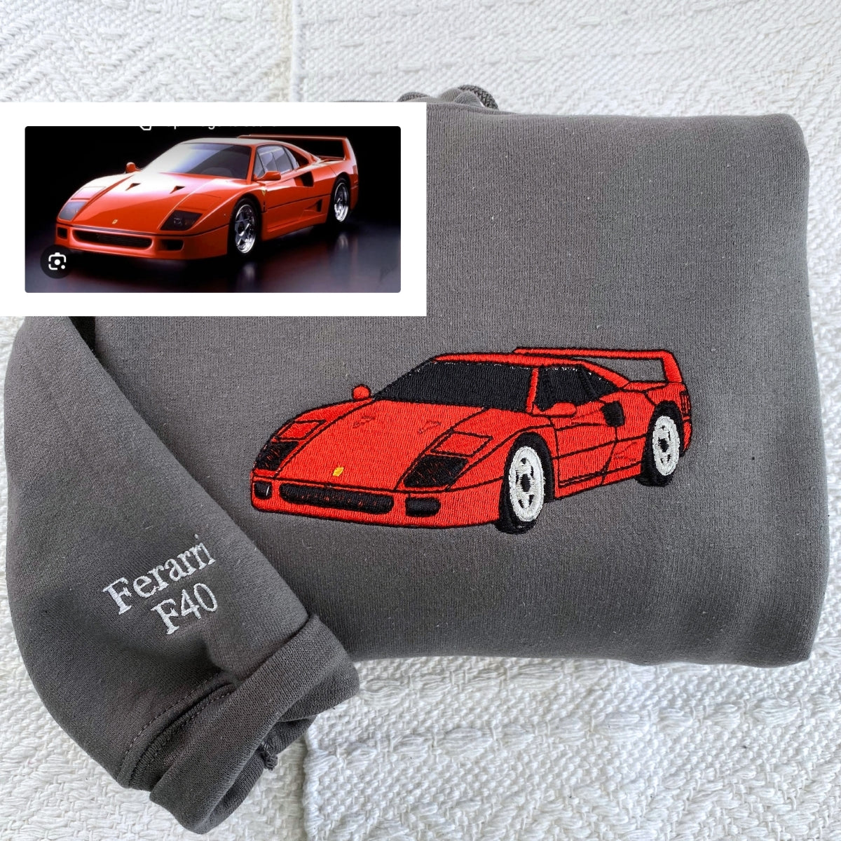 Classic Car Portrait Custom Embroidered Hoodie - Personalized Automotive Gift